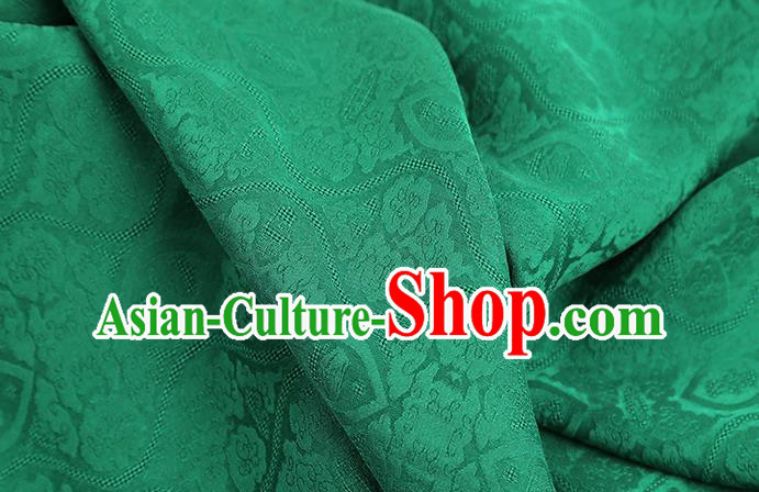 Chinese Jacquard Green Brocade Fabric Traditional Cheongsam Gambiered Guangdong Gauze Classical Silk Drapery