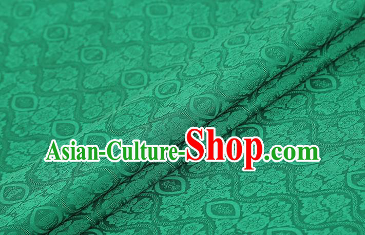 Chinese Jacquard Green Brocade Fabric Traditional Cheongsam Gambiered Guangdong Gauze Classical Silk Drapery