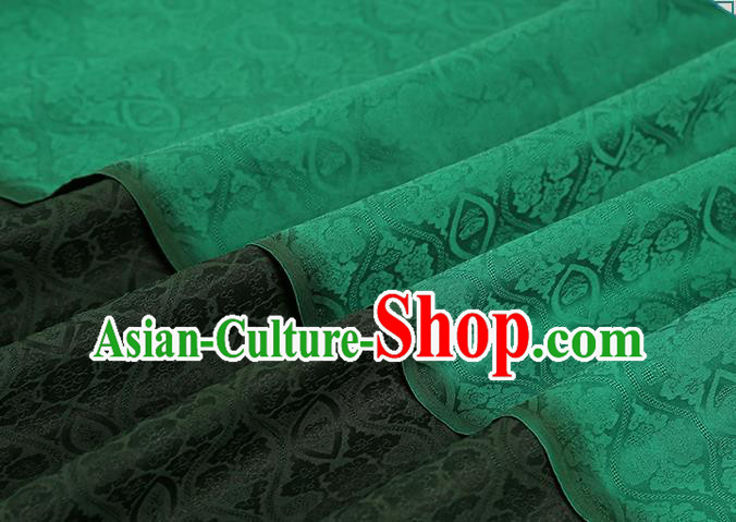 Chinese Jacquard Green Brocade Fabric Traditional Cheongsam Gambiered Guangdong Gauze Classical Silk Drapery