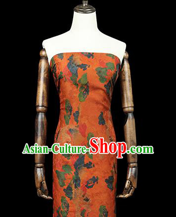 Chinese Classical Cranes Pattern Silk Drapery Traditional Cheongsam Gambiered Guangdong Gauze Orange Brocade Fabric