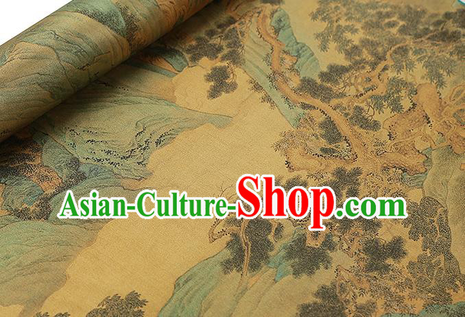 Chinese Traditional Ginger Brocade Drapery Cheongsam Gambiered Guangdong Gauze Classical Pine Pattern Silk Fabric