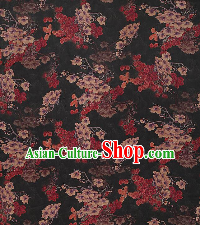 Chinese Cheongsam Black Gambiered Guangdong Gauze Classical Pattern Silk Drapery Traditional Brocade Fabric