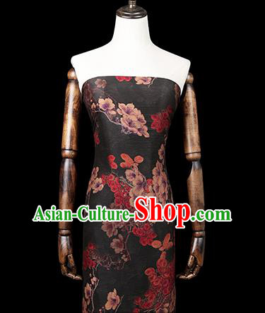 Chinese Cheongsam Black Gambiered Guangdong Gauze Classical Pattern Silk Drapery Traditional Brocade Fabric