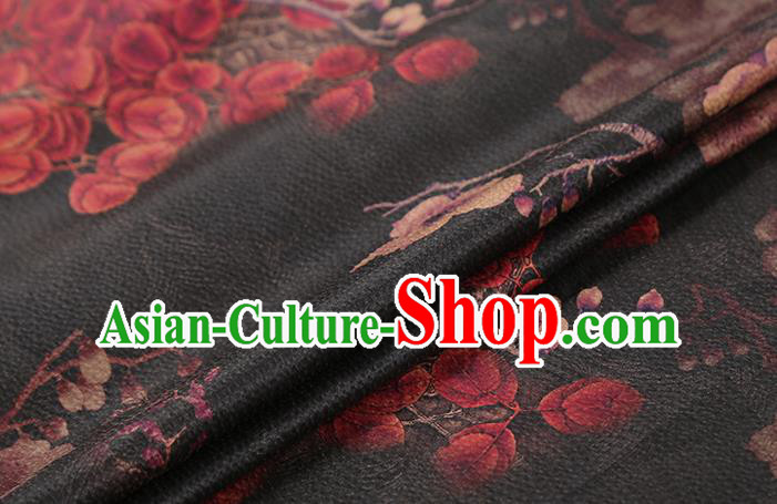 Chinese Cheongsam Black Gambiered Guangdong Gauze Classical Pattern Silk Drapery Traditional Brocade Fabric