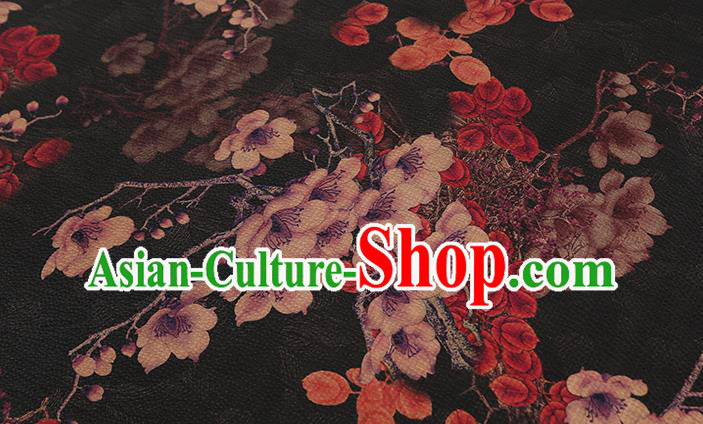 Chinese Cheongsam Black Gambiered Guangdong Gauze Classical Pattern Silk Drapery Traditional Brocade Fabric