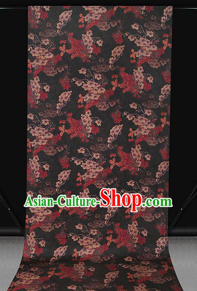 Chinese Cheongsam Black Gambiered Guangdong Gauze Classical Pattern Silk Drapery Traditional Brocade Fabric