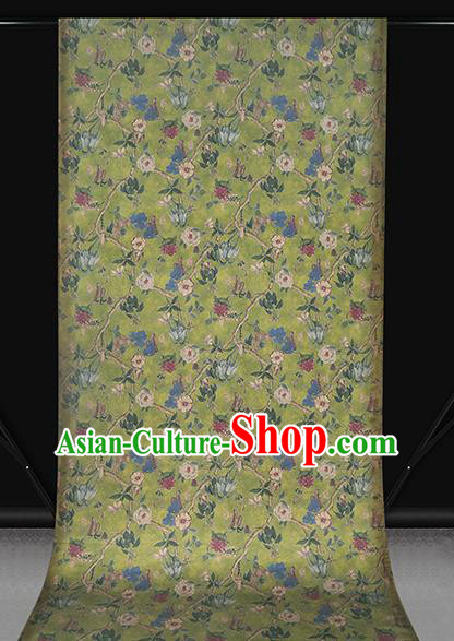 Chinese Classical Hibiscus Pattern Silk Drapery Traditional Cheongsam Satin White Brocade Fabric