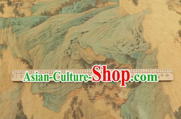 Chinese Traditional Ginger Brocade Drapery Cheongsam Gambiered Guangdong Gauze Classical Pine Pattern Silk Fabric