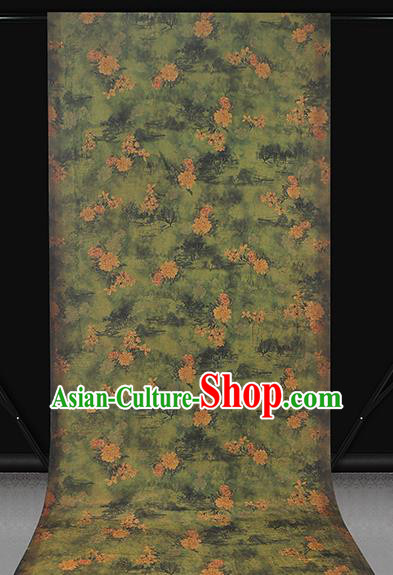 Chinese Traditional Cheongsam Green Satin Classical Peony Pattern Silk Drapery Brocade Fabric