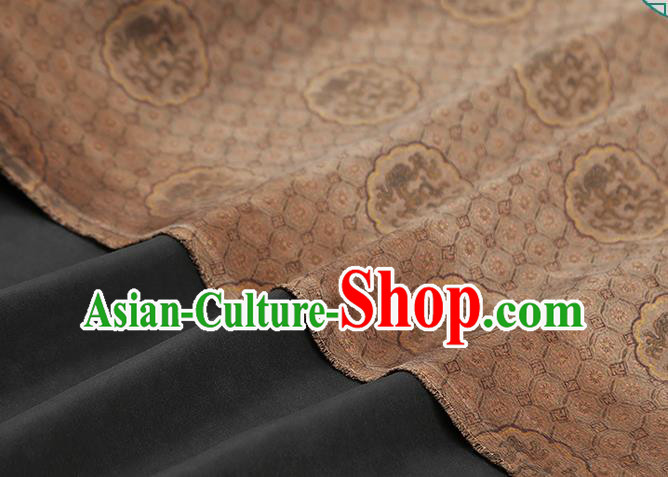 Chinese Traditional Tang Suit Brocade Fabric Satin Classical Dragon Peony Pattern Khaki Silk Drapery