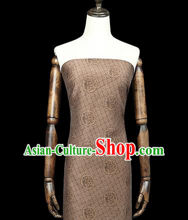 Chinese Traditional Tang Suit Brocade Fabric Satin Classical Dragon Peony Pattern Khaki Silk Drapery