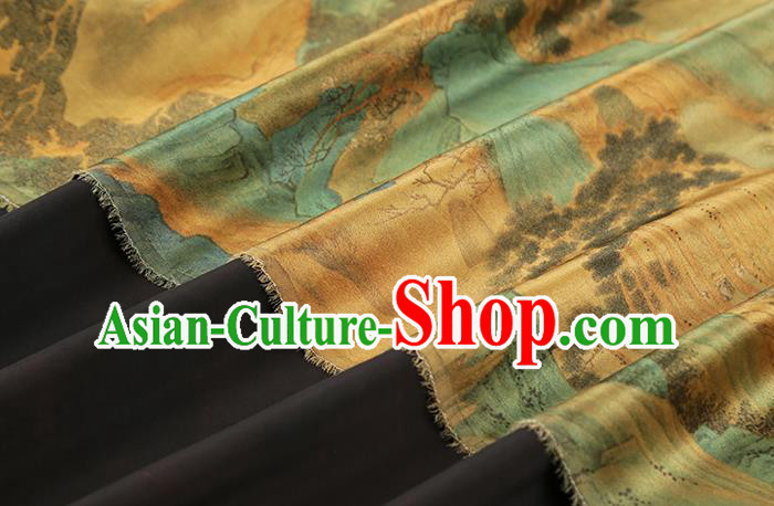 Chinese Traditional Ginger Brocade Drapery Cheongsam Gambiered Guangdong Gauze Classical Pine Pattern Silk Fabric