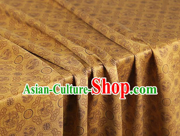 Chinese Cheongsam Gambiered Guangdong Gauze Classical Pattern Silk Fabric Traditional Golden Brocade Drapery