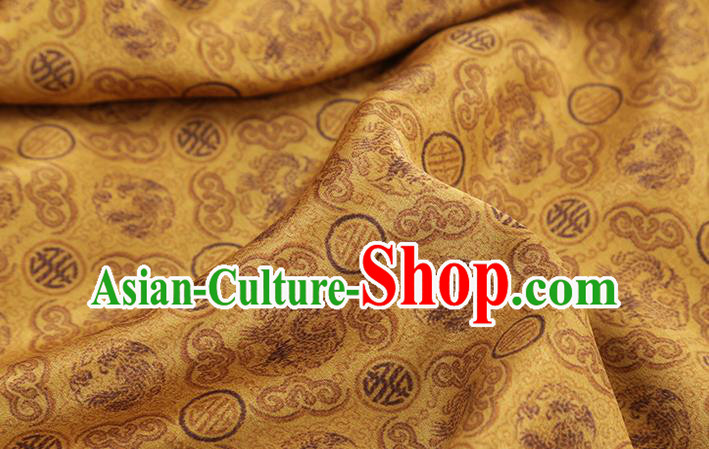 Chinese Cheongsam Gambiered Guangdong Gauze Classical Pattern Silk Fabric Traditional Golden Brocade Drapery