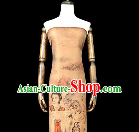 China Traditional Printing Gifted Lady Silk Fabric Cheongsam Drapery Classical Ginger Gambiered Guangdong Gauze