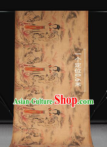 China Traditional Printing Gifted Lady Silk Fabric Cheongsam Drapery Classical Ginger Gambiered Guangdong Gauze