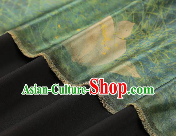 Chinese Cheongsam Light Green Gambiered Guangdong Gauze Traditional Brocade Drapery Classical Lotus Pattern Silk Fabric