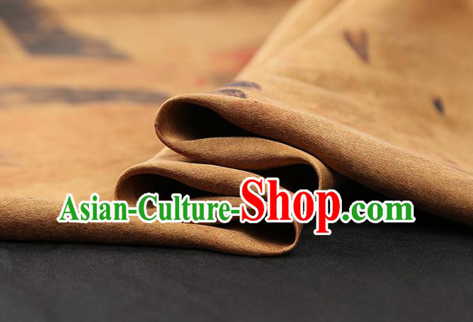 Chinese Cheongsam Ginger Gambiered Guangdong Gauze Traditional Brocade Drapery Classical Lotus Pattern Silk Fabric