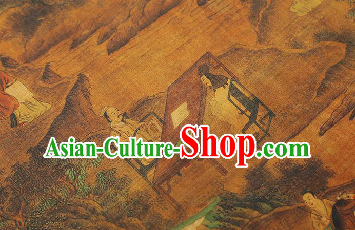 Chinese Traditional Brocade Drapery Classical Tributary Pattern Silk Fabric Cheongsam Brown Gambiered Guangdong Gauze