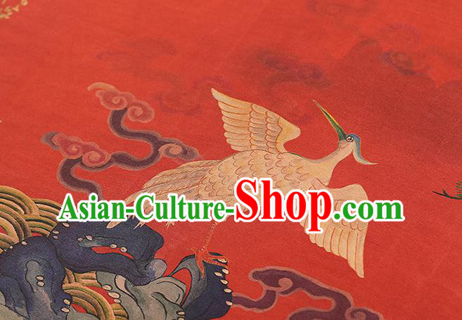 Chinese Cheongsam Red Gambiered Guangdong Gauze Traditional Brocade Drapery Classical Phoenix Pattern Silk Fabric