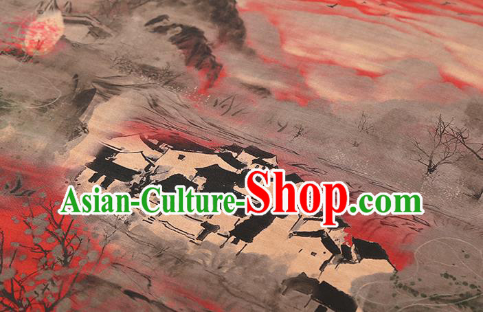 Chinese Traditional Brocade Drapery Classical Lotus Pattern Silk Fabric Cheongsam Red Gambiered Guangdong Gauze