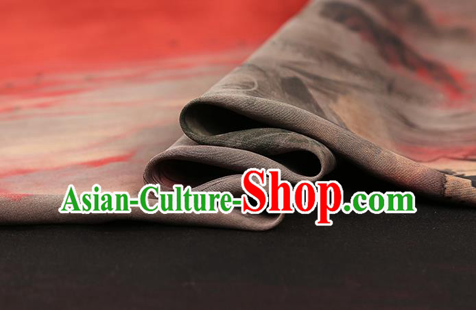 Chinese Traditional Brocade Drapery Classical Lotus Pattern Silk Fabric Cheongsam Red Gambiered Guangdong Gauze