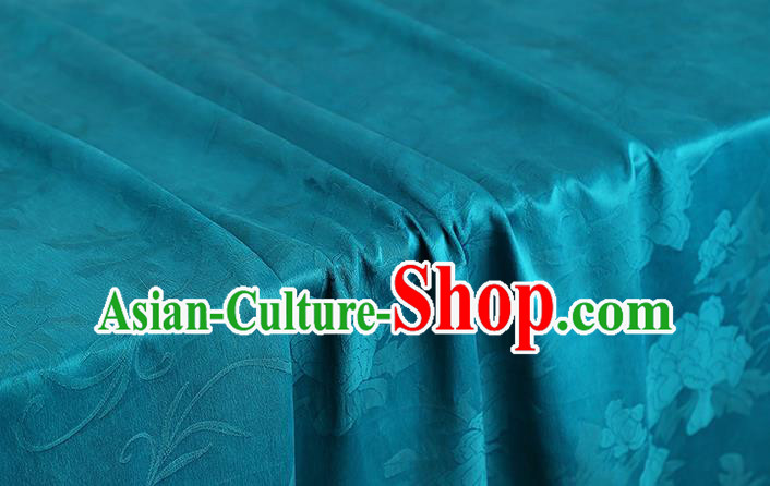 Chinese Classical Peony Butterfly Pattern Silk Fabric Traditional Blue Brocade Drapery Cheongsam Gambiered Guangdong Gauze