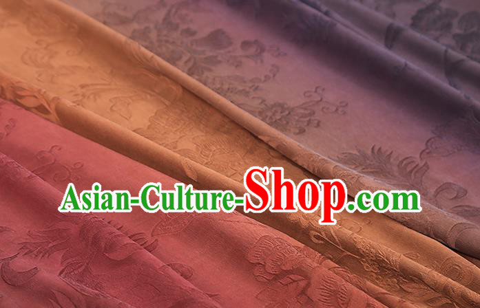 Chinese Cheongsam Gradient Gambiered Guangdong Gauze Classical Pattern Silk Fabric Traditional Jacquard Brocade Drapery