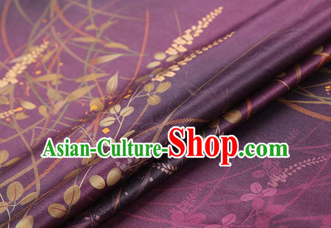 Chinese Traditional Gambiered Guangdong Gauze Classical Campanula Pattern Brocade Drapery Cheongsam Purple Silk Fabric
