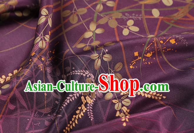 Chinese Traditional Gambiered Guangdong Gauze Classical Campanula Pattern Brocade Drapery Cheongsam Purple Silk Fabric