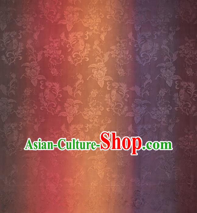 Chinese Cheongsam Gradient Gambiered Guangdong Gauze Classical Pattern Silk Fabric Traditional Jacquard Brocade Drapery