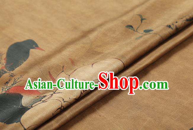 Chinese Traditional Ginger Gambiered Guangdong Gauze Cheongsam Silk Fabric Classical Peony Pattern Brocade Drapery