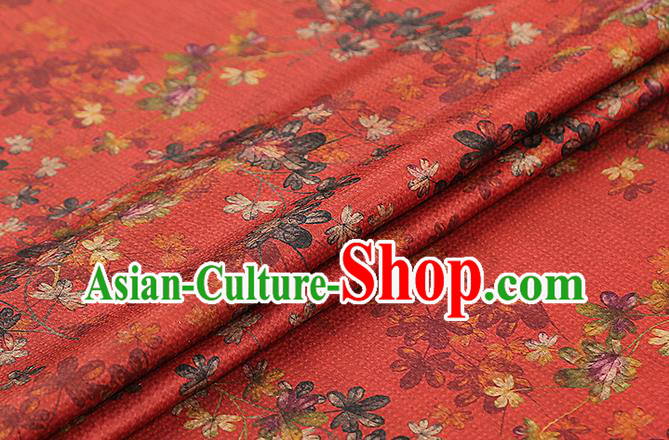 Chinese Classical Flowers Pattern Silk Fabric Traditional Brocade Drapery Cheongsam Red Gambiered Guangdong Gauze
