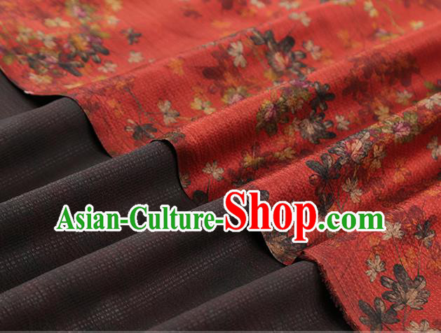 Chinese Classical Flowers Pattern Silk Fabric Traditional Brocade Drapery Cheongsam Red Gambiered Guangdong Gauze