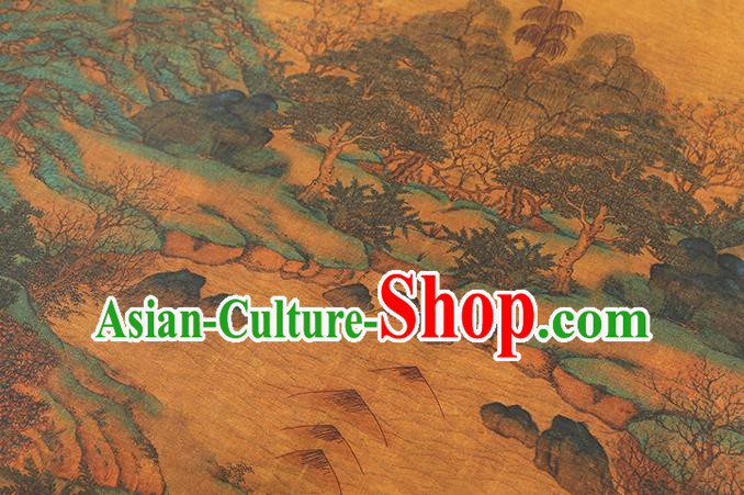 Chinese Cheongsam Gambiered Guangdong Gauze Classical Pattern Ginger Silk Fabric Traditional Brocade Drapery