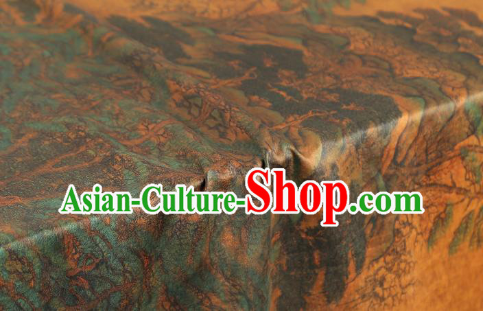Chinese Cheongsam Gambiered Guangdong Gauze Classical Pattern Ginger Silk Fabric Traditional Brocade Drapery