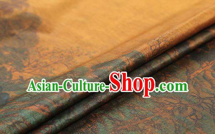 Chinese Cheongsam Gambiered Guangdong Gauze Classical Pattern Ginger Silk Fabric Traditional Brocade Drapery