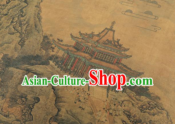 Chinese Ginger Silk Fabric Traditional Cheongsam Gambiered Guangdong Gauze Classical Crane Plum Pattern Brocade Drapery