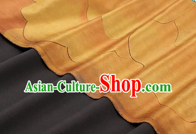 Chinese Traditional Cheongsam Gambiered Guangdong Gauze Classical Peony Pattern Silk Drapery Golden Brocade Fabric