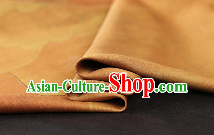 Chinese Traditional Cheongsam Gambiered Guangdong Gauze Classical Peony Pattern Silk Drapery Golden Brocade Fabric