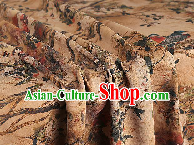 Chinese Classical Begonia Pattern Silk Drapery Traditional Cheongsam Gambiered Guangdong Gauze Ginger Brocade Fabric