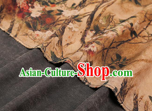 Chinese Classical Begonia Pattern Silk Drapery Traditional Cheongsam Gambiered Guangdong Gauze Ginger Brocade Fabric