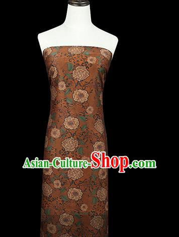 Chinese Traditional Cheongsam Brocade Fabric Orange Silk Drapery Classical Roses Pattern Gambiered Guangdong Gauze