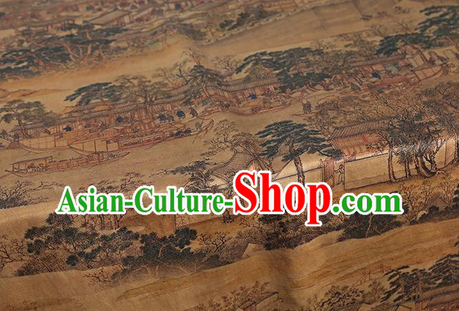 Chinese Traditional Cheongsam Brown Brocade Fabric Silk Drapery Classical Gu Su City Pattern Gambiered Guangdong Gauze