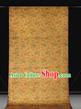 Chinese Classical Dragons Pattern Gambiered Guangdong Gauze Traditional Cheongsam Brocade Fabric Golden Silk Drapery