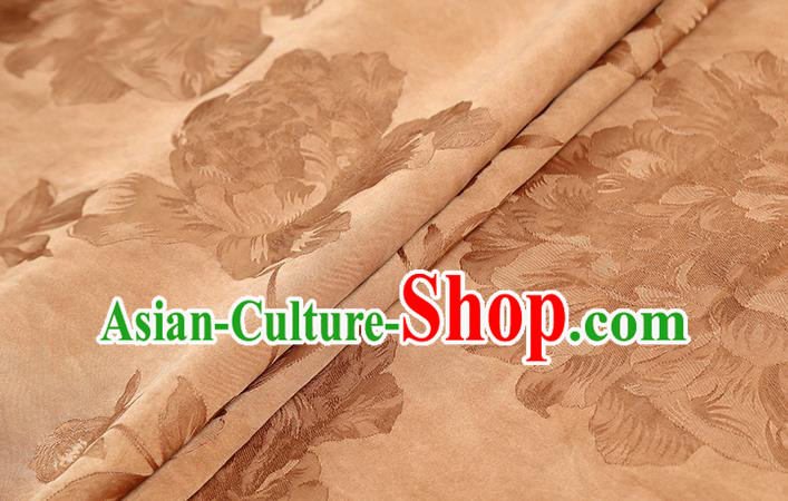 Chinese Jacquard Peony Ginger Silk Drapery Classical Gambiered Guangdong Gauze Traditional Cheongsam Brocade Fabric