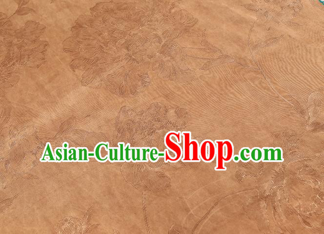 Chinese Jacquard Peony Ginger Silk Drapery Classical Gambiered Guangdong Gauze Traditional Cheongsam Brocade Fabric