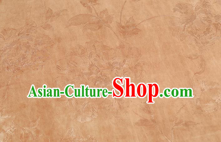 Chinese Jacquard Peony Ginger Silk Drapery Classical Gambiered Guangdong Gauze Traditional Cheongsam Brocade Fabric