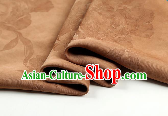 Chinese Jacquard Peony Ginger Silk Drapery Classical Gambiered Guangdong Gauze Traditional Cheongsam Brocade Fabric
