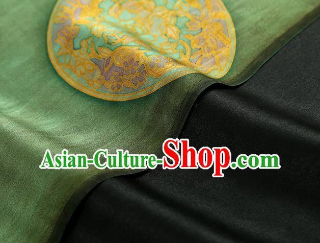 Chinese Cheongsam Green Brocade Fabric Classical Gambiered Guangdong Gauze Traditional Peony Pattern Silk Drapery